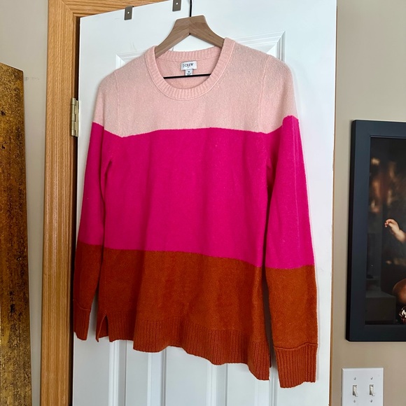 J. Crew Colorblock Sweater - Light Pink, Magenta/Hot Pink, Rusty Brown - Picture 6 of 6